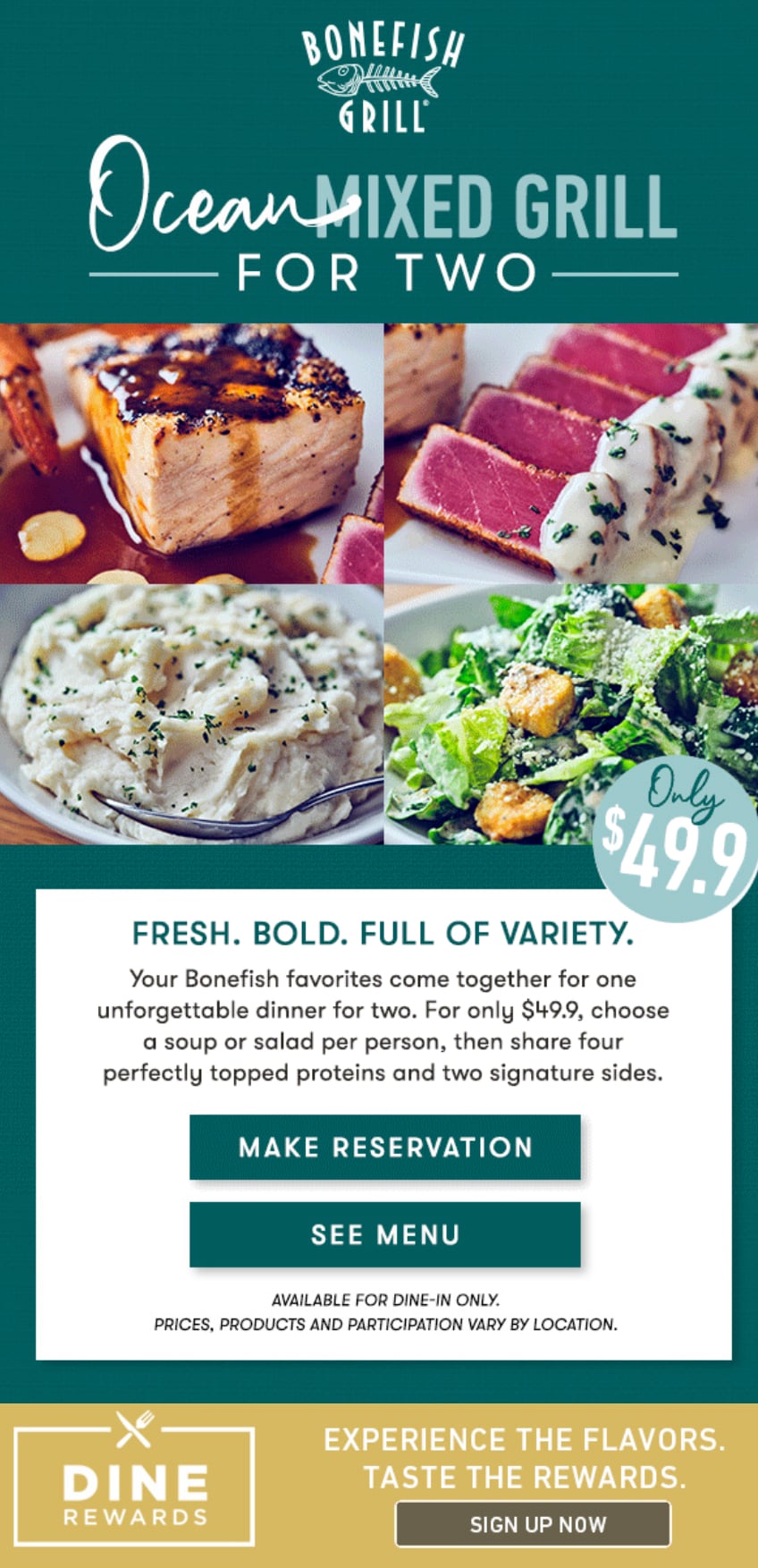 Bonefish Grill Ocean Mixed Grill for Two