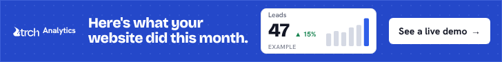 TRCH Analytics: Here is what your website did this month. One plain-English dashboard, $69 a month. See a live demo.